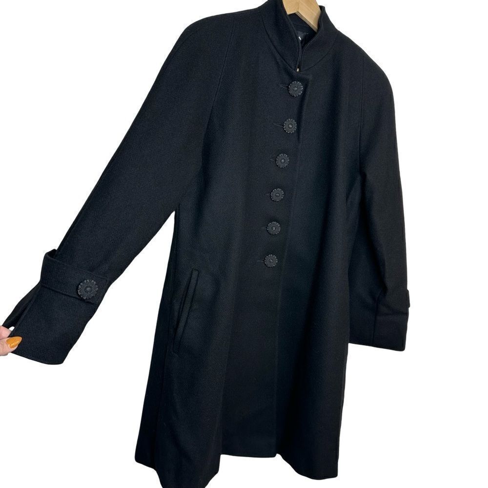 ALORNA Vintage Black Wool Blend Hip Length Coat Size L XL - Picture 9 of 16